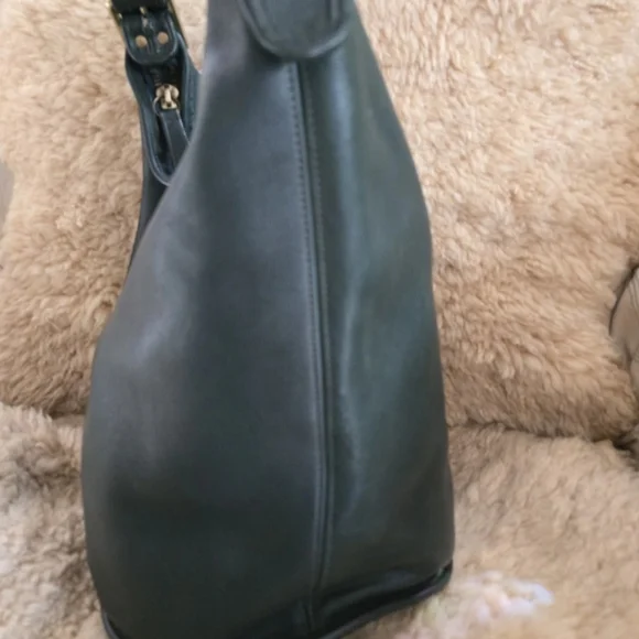 Coach Vintage Duffle Sac 9085 Forest Green Leather XL Feed Shoulder Bag 1994 USA - Picture 8 of 14